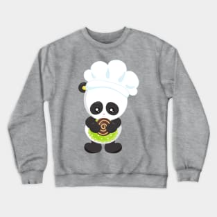 Cooking Panda, Baking Panda, Panda With Cookie Crewneck Sweatshirt